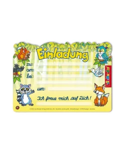 Einladungs-Set "Waldtiere" in Grün