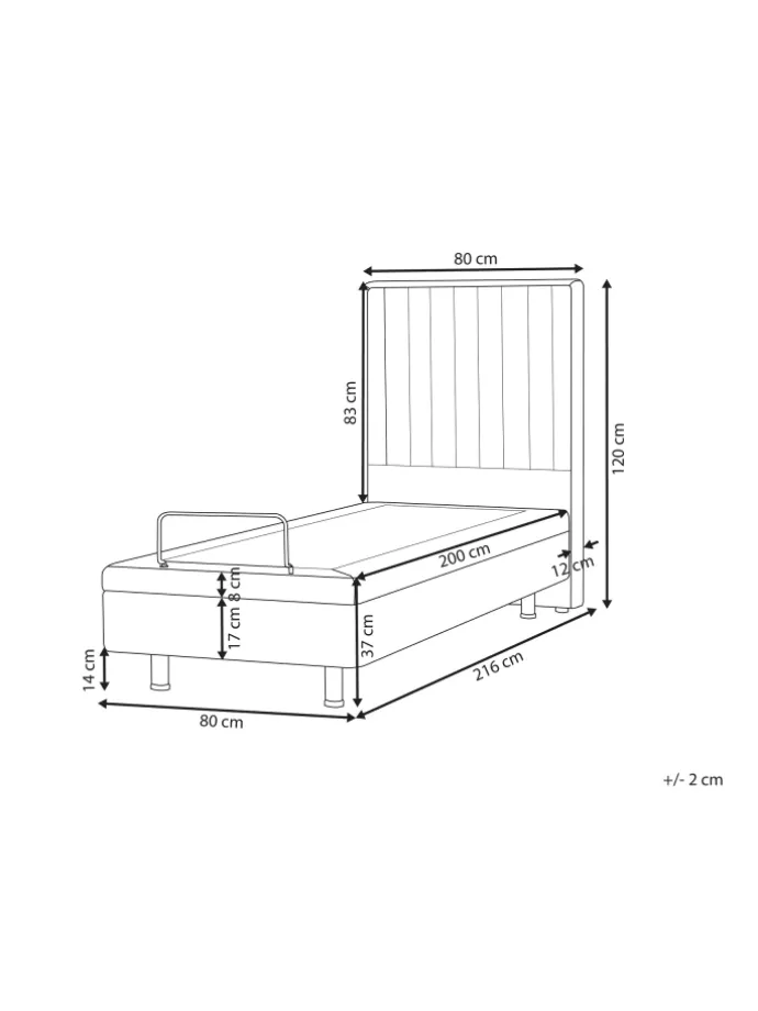 Einzelbett DUKE II in Grau/Schwarz - (W) 80 x (H) 120 x (L) 216 cm