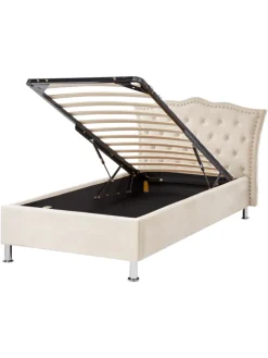 Einzelbett METZ in Beige/Silber - (W) 126 x (H) 102 x (L) 217 cm