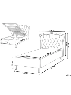Einzelbett METZ in Beige/Silber - (W) 126 x (H) 102 x (L) 217 cm