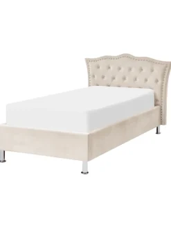 Einzelbett METZ in Beige/Silber - (W) 126 x (H) 102 x (L) 217 cm