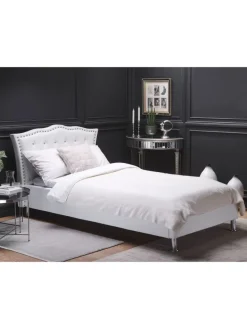 Einzelbett METZ in Weiß/Silber - (W) 126 x (H) 102 x (L) 217 cm