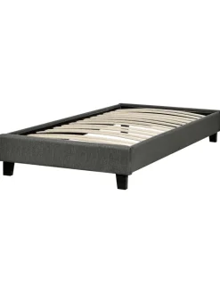 Einzelbett ROANNE in Grau/Braun - (W) 99 x (H) 29 x (L) 211 cm