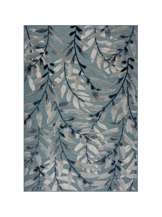 Eleganter Balkonteppich mit floralem Türkis-Design