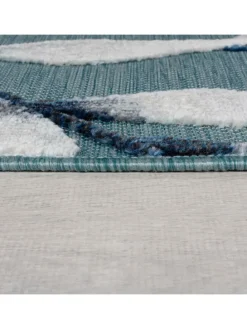 Eleganter Balkonteppich mit floralem Türkis-Design