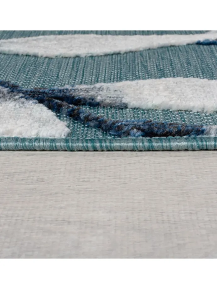 Eleganter Balkonteppich mit floralem Türkis-Design