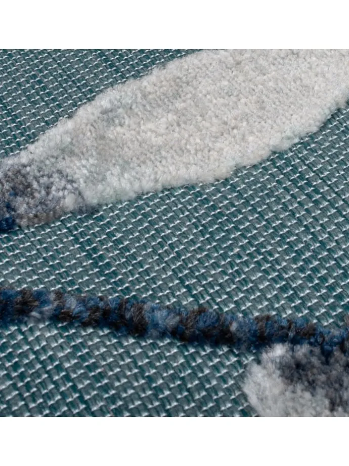 Eleganter Balkonteppich mit floralem Türkis-Design