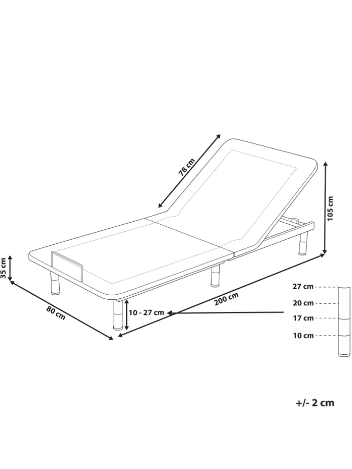 Elektrisch verstellbarer Lattenrost BRUNOY in Grau/Schwarz