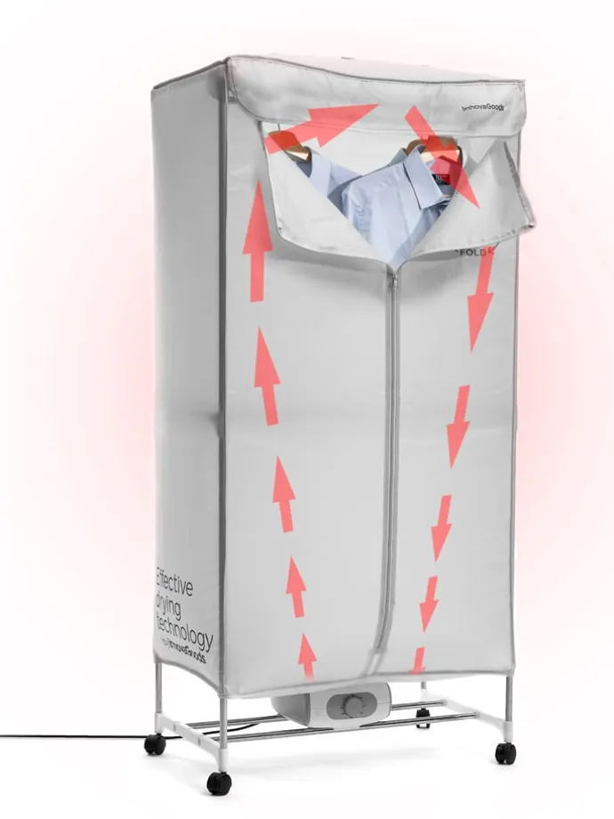 Elektrischer Wäschetrockner in Grau - (B)70 x (H)150 x (T)45 cm