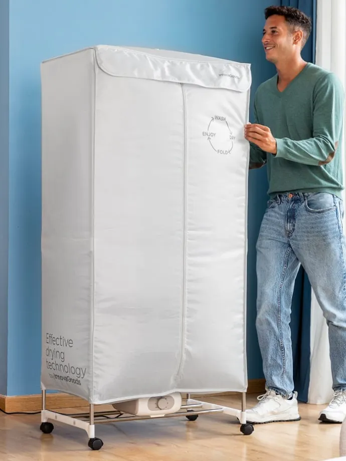 Elektrischer Wäschetrockner in Grau - (B)70 x (H)150 x (T)45 cm