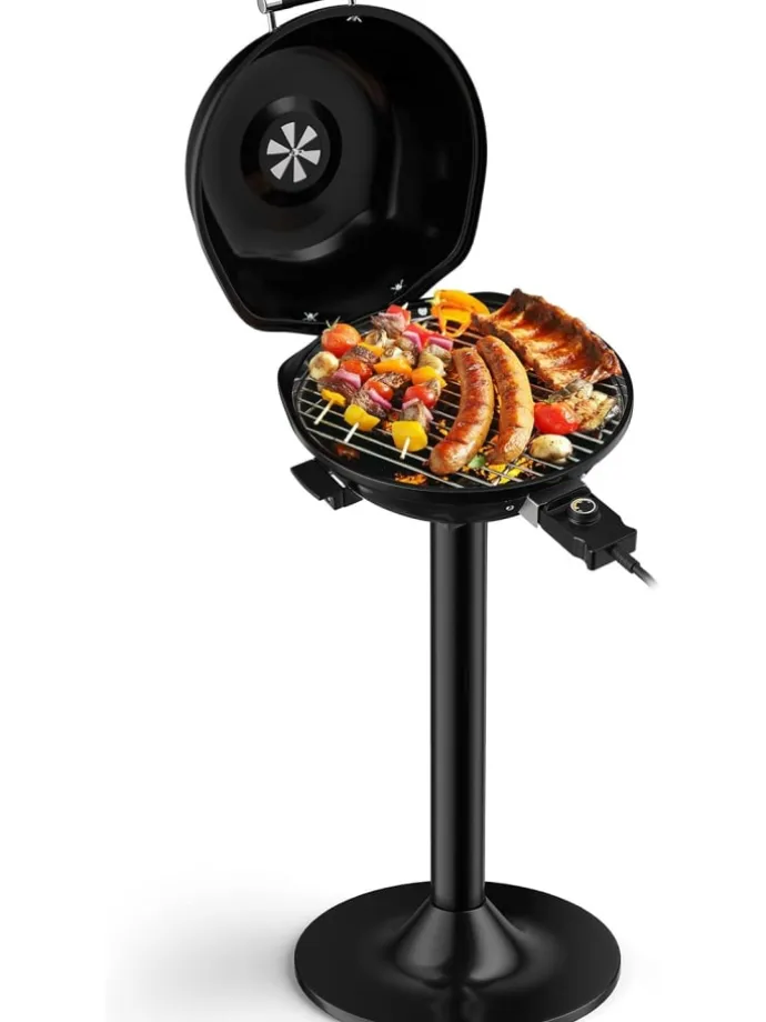 Elektrogrill 1600W freistehend BBQ in Schwarz