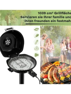 Elektrogrill 1600W freistehend BBQ in Schwarz
