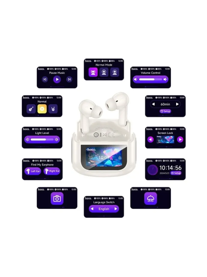 EQ21 TWS Kopfhörer ANC+ENC Touchscreen Case Weiß