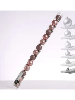 14er Set Baumkugeln bruchfest glänzend matt D: 3cm in rosa