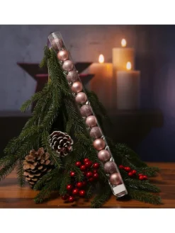 14er Set Baumkugeln bruchfest glänzend matt D: 3cm in rosa