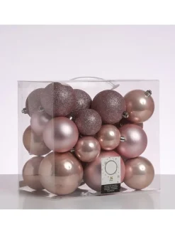 26er Set Christbaumkugel Weihnachtskugel bruchfest matt glänzend in rosa