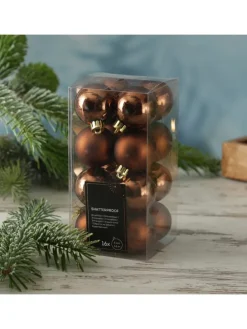 16er Set Christbaumkugeln Weihnachtskugeln bruchfest D: 4cm in braun