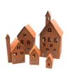 5er Set Deko Häuser Metall in Braun