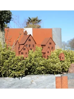 5er Set Deko Häuser Metall in Braun