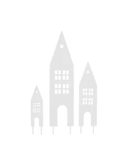 3er Set Gartenstecker Rost Häuser in Weiß