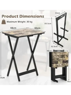 4er Set Gartentisch klappbar in Schwarz