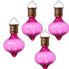 4er Set LED Solar Glühbirnen orient H: 11,7cm in pink