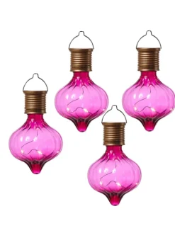 4er Set LED Solar Glühbirnen orient H: 11,7cm in pink
