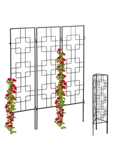 3er Set Rankgitter in Schwarz - (H)122 cm