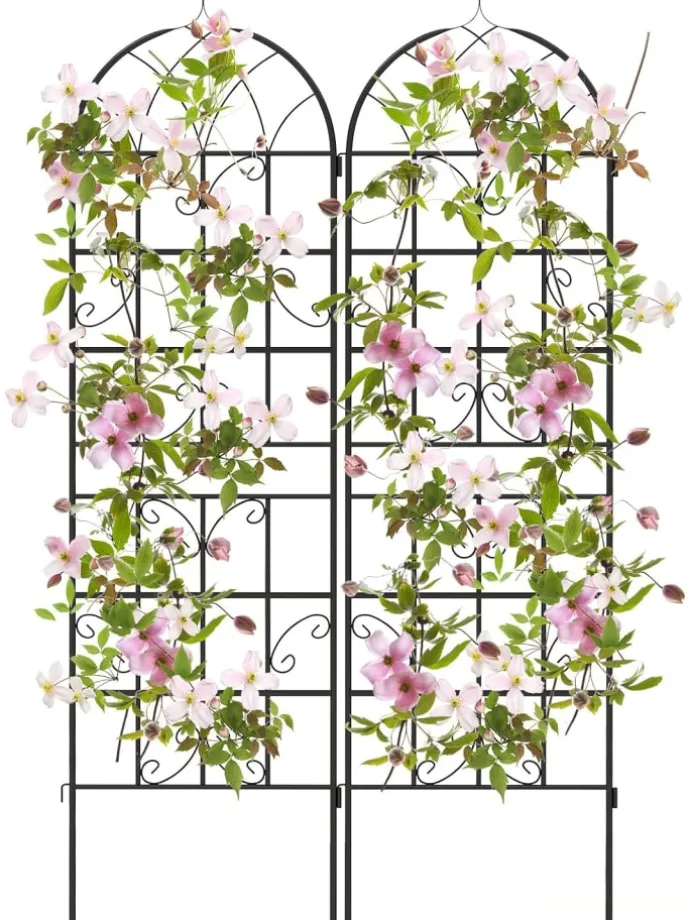 2er Set Rankgitter Metall 180x50cm in Schwarz