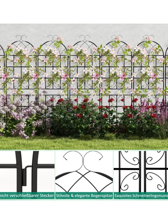 2er Set Rankgitter Metall 180x50cm in Schwarz