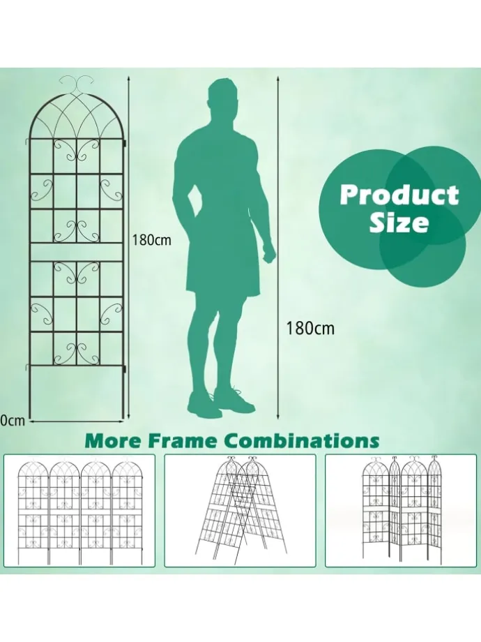 2er Set Rankgitter Metall 180x50cm in Schwarz