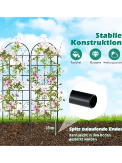 2er Set Rankgitter Metall 180x50cm in Schwarz