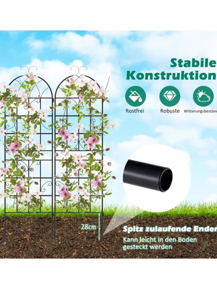 2er Set Rankgitter Metall 180x50cm in Schwarz