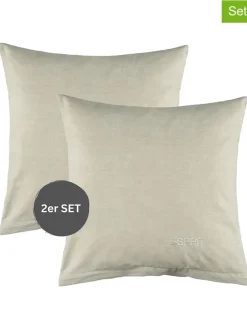 2er- Set: Renforcé-Kissenhüllen "E-Harp" in Grau