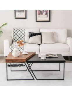 2er Set Satztisch in Schwarz