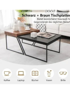 2er Set Satztisch in Schwarz