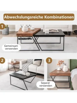 2er Set Satztisch in Schwarz