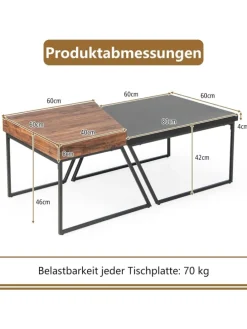 2er Set Satztisch in Schwarz