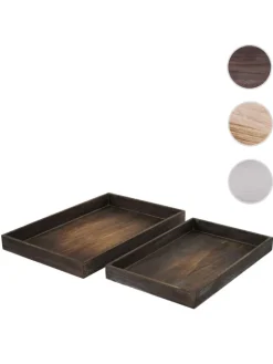 2er Set Serviertablett im Shabby-Look, Braun
