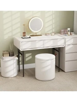 2er Set Sitzhocker mit Stauraum 25L / 40L in Beige