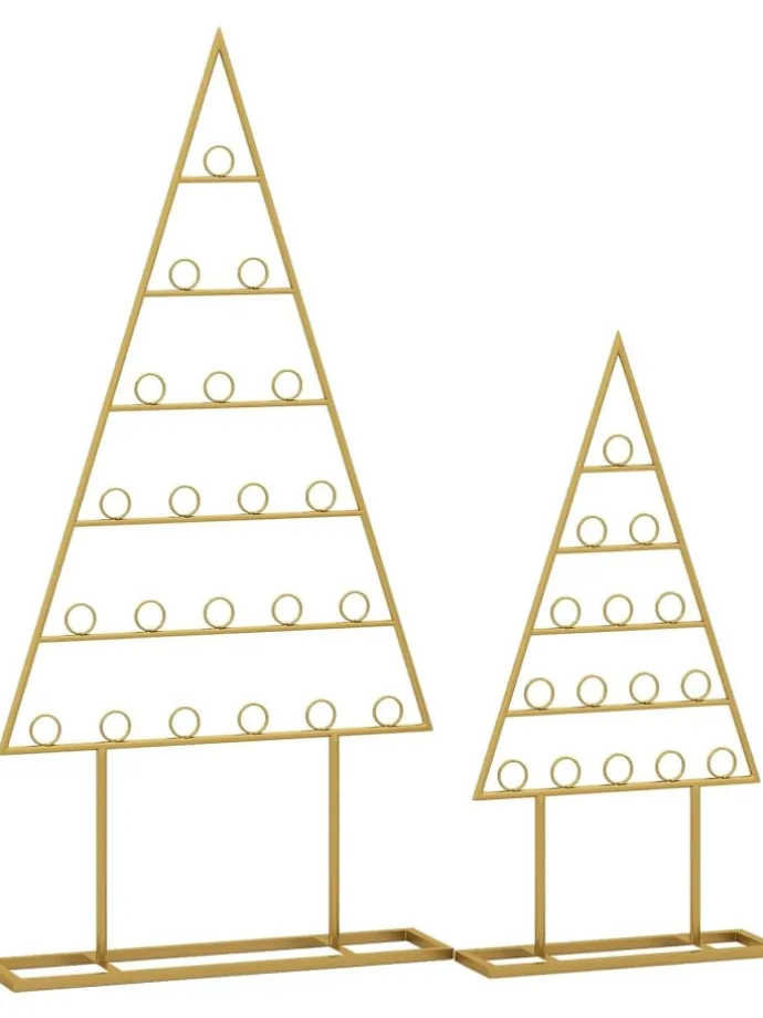 2er Set Weihnachtsbaum Kartenhalter 76 + 112,5 cm in Gold