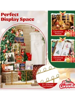 2er Set Weihnachtsbaum Kartenhalter 76 + 112,5 cm in Gold