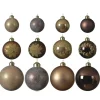12er Set Weihnachtskugeln Glas 3 Größen in braun
