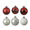 6er Set Weihnachtskugeln Glas D: 8cm in rot, weiß