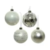 4er Set Weihnachtskugeln Glas D: 10cm in silber, weiß