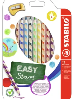 Ergonomische Buntstifte - Linkshänder "STABILO EASYcolors" - 12 Stück+Spitzer