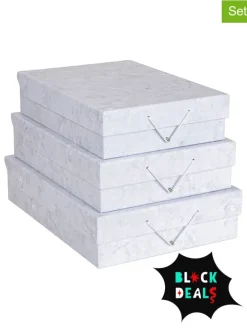 3er-Set: Aufbewahrungsboxen "Bessie" in Hellgrau