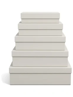 5er-Set: Aufbewahrungsboxen "Cindy" in Beige