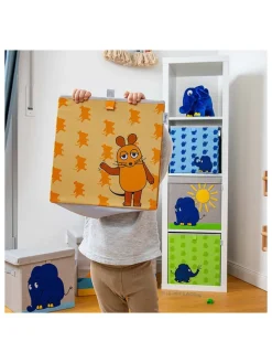 2er-Set: Aufbewahrungsboxen "Maus" in Grün/ Orange - (B)33 x (H)33 x (T)33 cm