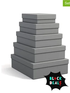 5er-Set: Aufbewahrungsboxen "Cindy" in Grau